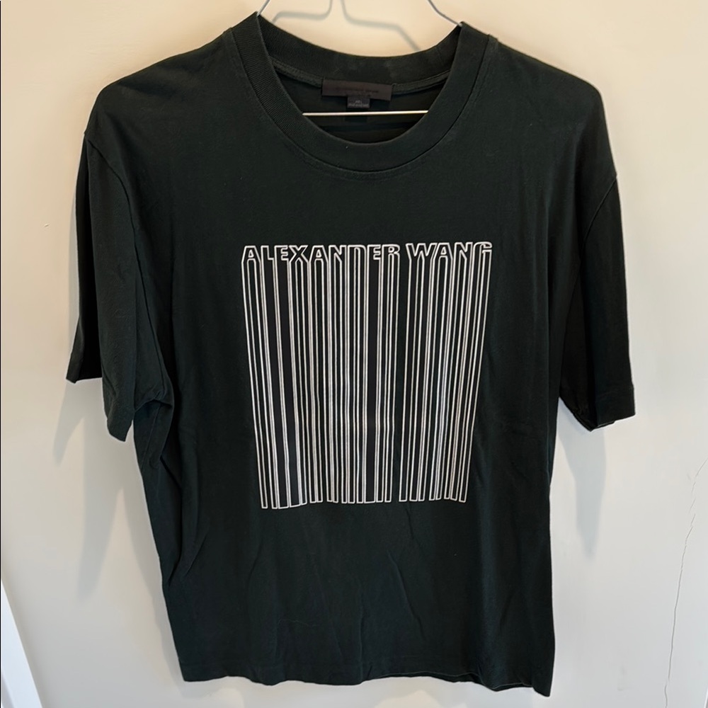 Alexander Wang Dark Green Tee with Barcode Design